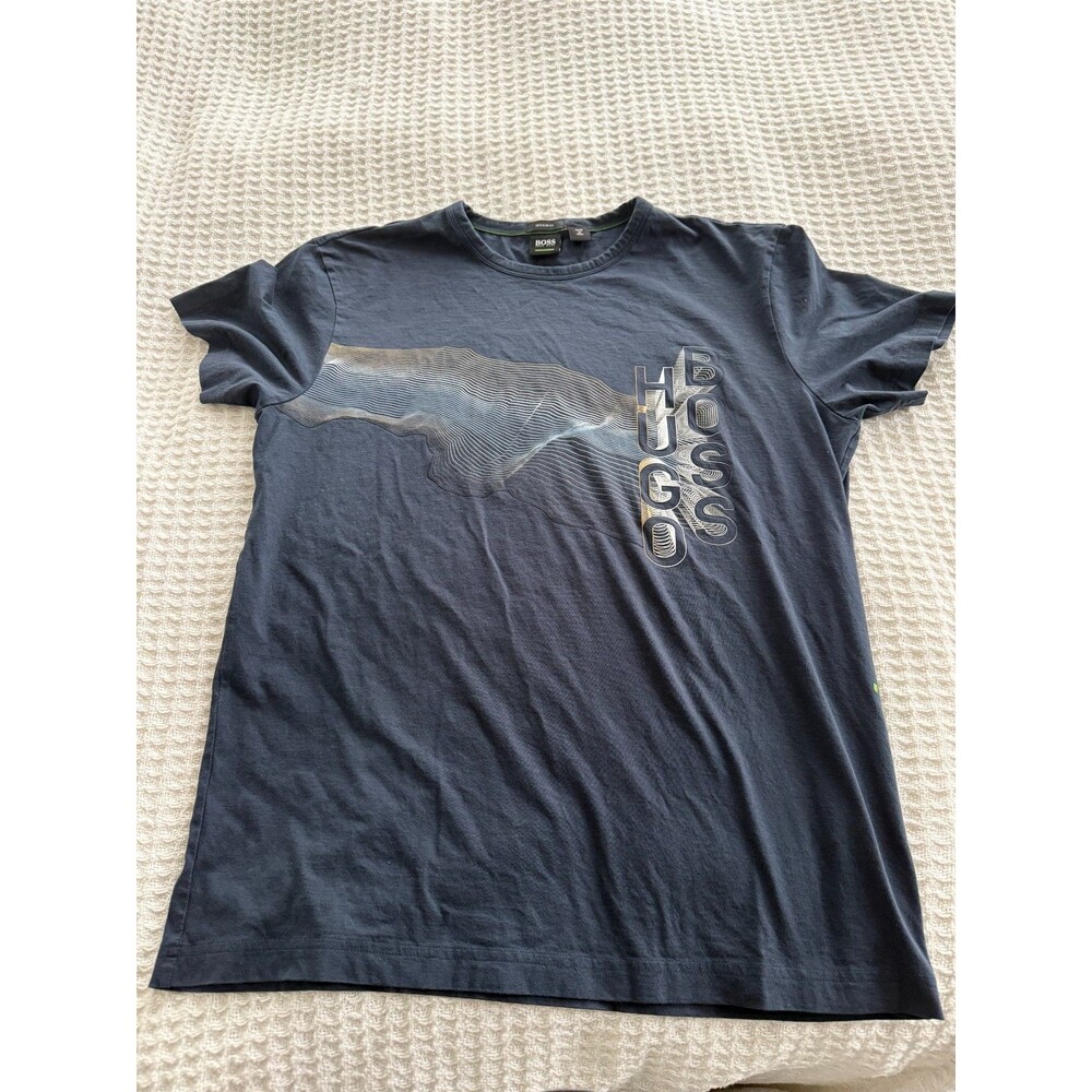 HUGO BOSS Blue Teeonic  Waves Graphic T-Shirt Mens Large